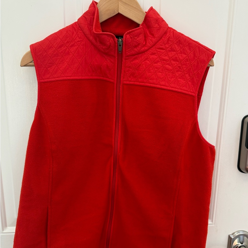 Red Talbots Quilted Vest L Fleece